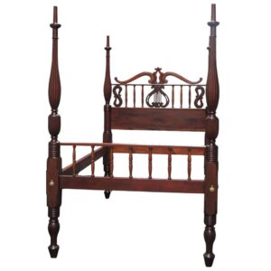 St. Thomas Regency Four Poster Mahogany Queen Bed, 19th C.