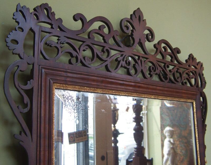 18th Century Dutch Queen Anne Mahogany Filigree and Giltwood Mirror
