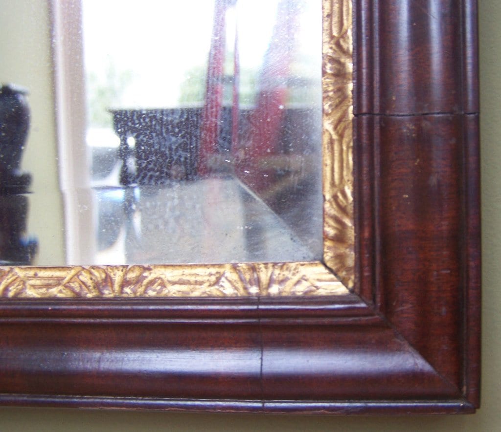 18th Century Dutch Queen Anne Mahogany Filigree and Giltwood Mirror