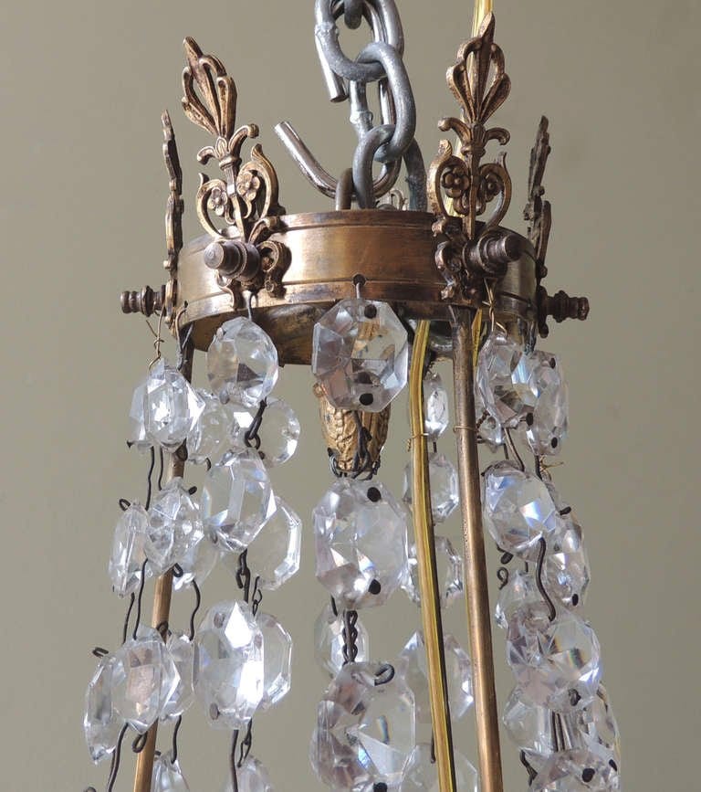 18th Century English Regency Crystal and Brass Chandelier