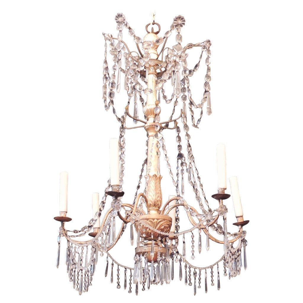 18th Century Genoese Gilt and Iron Chandelier