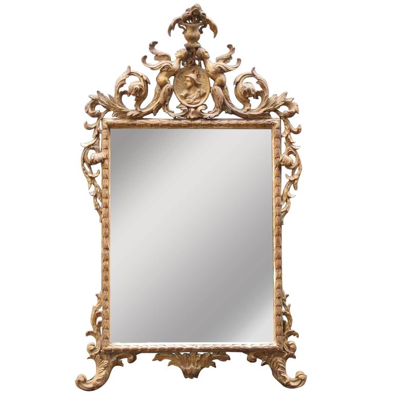 18th Century Italian Venetian Rococo Giltwood Mirror with Chinoiserie Details