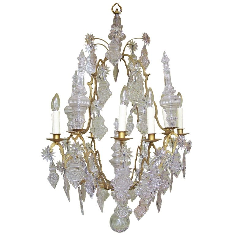 18th Century Venetian Rococo Crystal and Bronze Chandelier