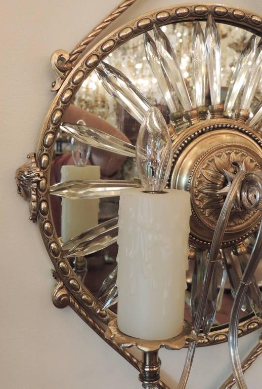 19th Century English Mirrored Bronze and Crystal Sconces by James Green