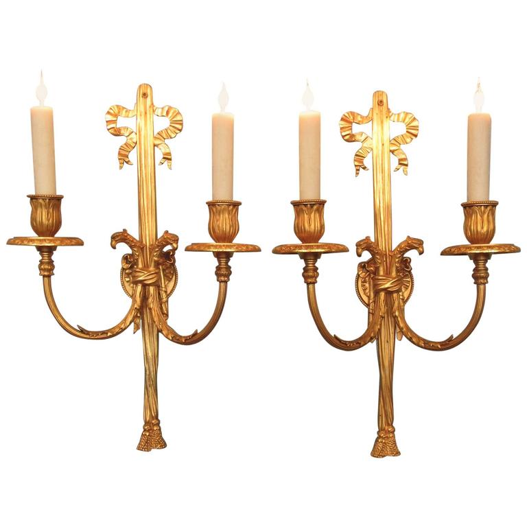 19th Century New York Régence Style Bronze Doré Sconces by Caldwell & Co