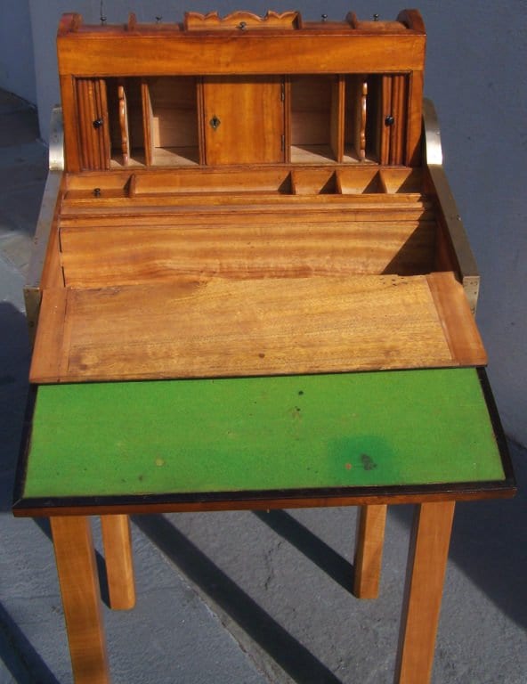 19th Century China Trade Roll Top Lap Desk on Stand