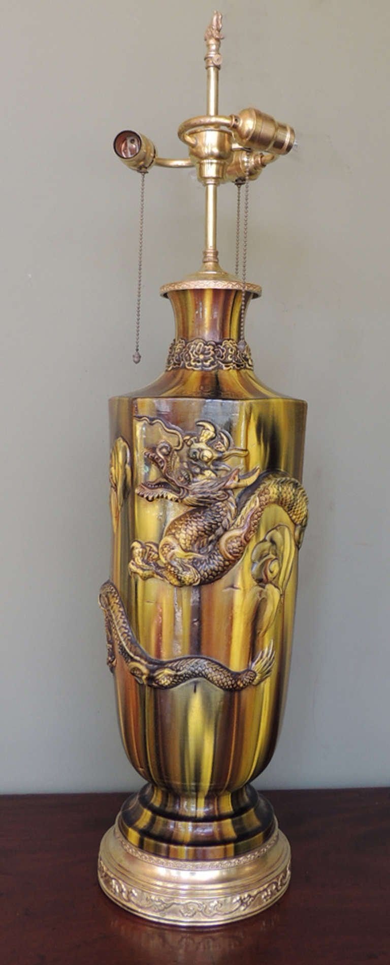 19th Century Chinese Glazed Ceramic Lamp