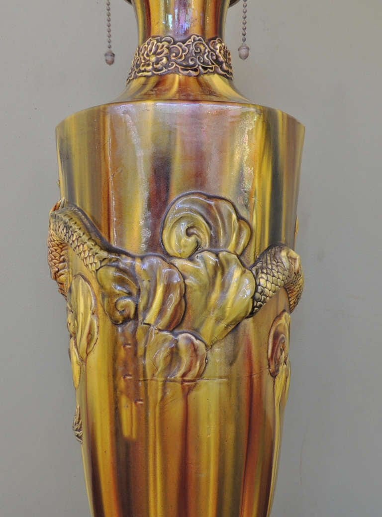 19th Century Chinese Glazed Ceramic Lamp