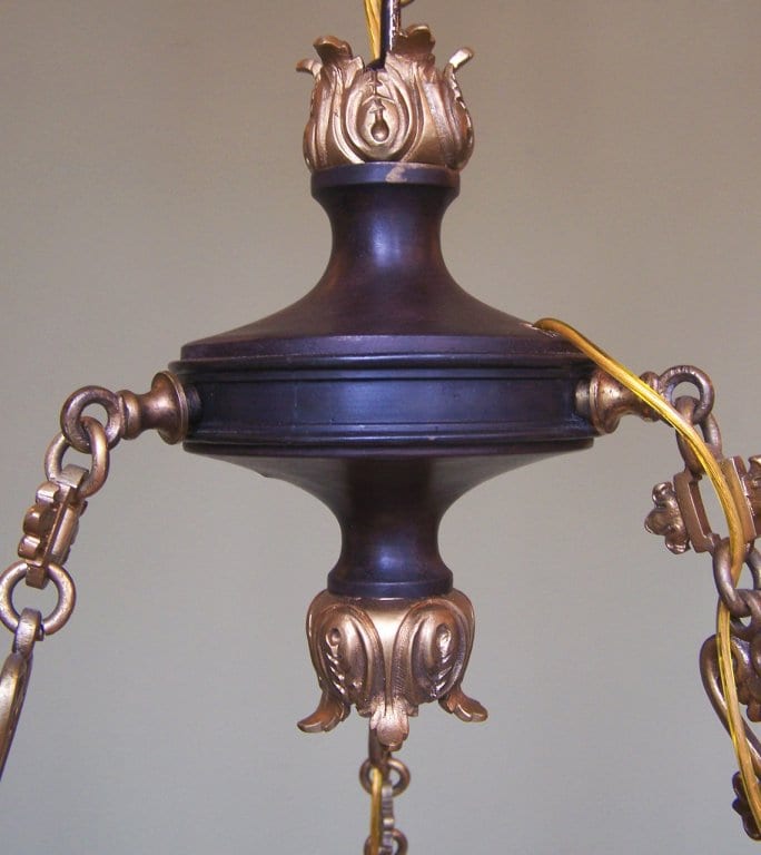 19th Century Empire Brass and Bronze Phoenix Chandelier
