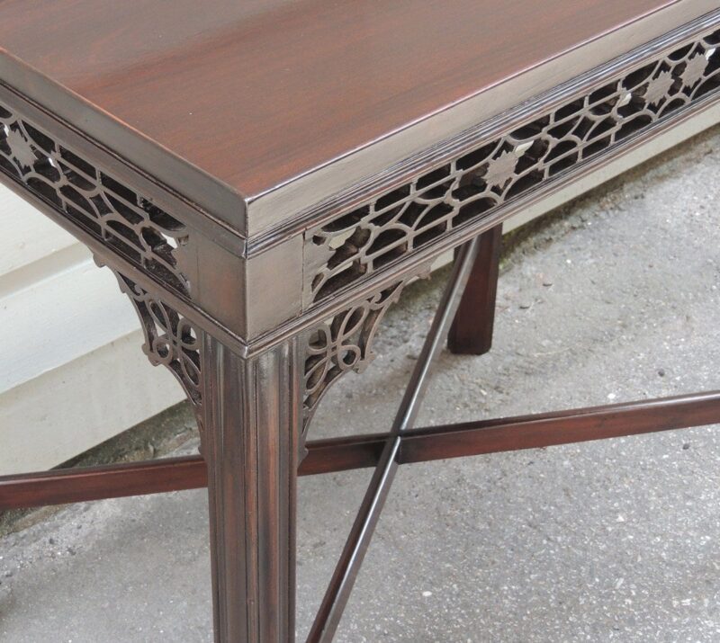 19th Century English Chinese Chippendale Style Mahogany Tea or Silver Table