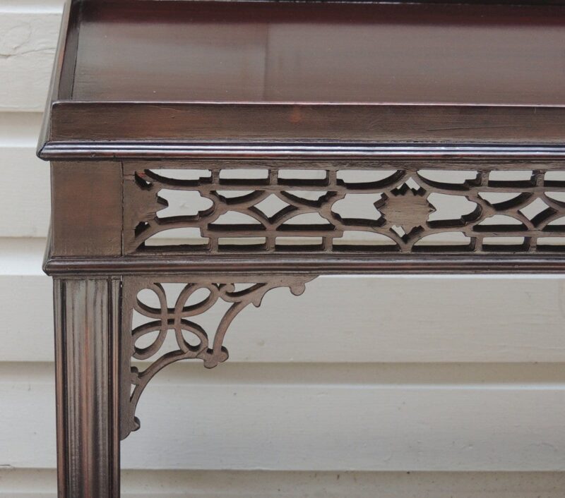 19th Century English Chinese Chippendale Style Mahogany Tea or Silver Table