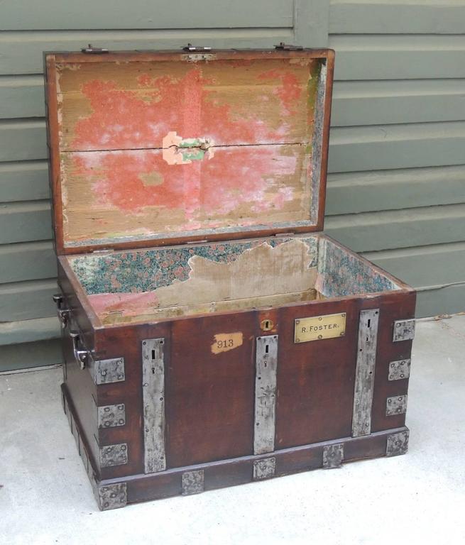19th Century English Oak Silver Chest with Double Lock
