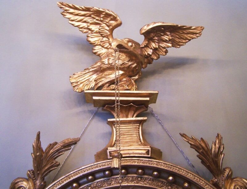 19th Century English Regency Convex Girandole Mirror with Eagle and Dolphin