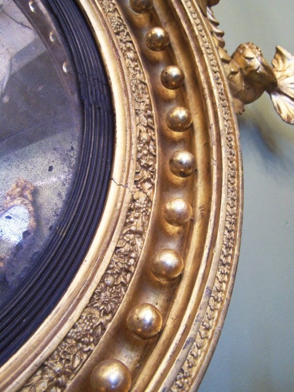 19th Century English Regency Convex Girandole Mirror with Eagle and Dolphin