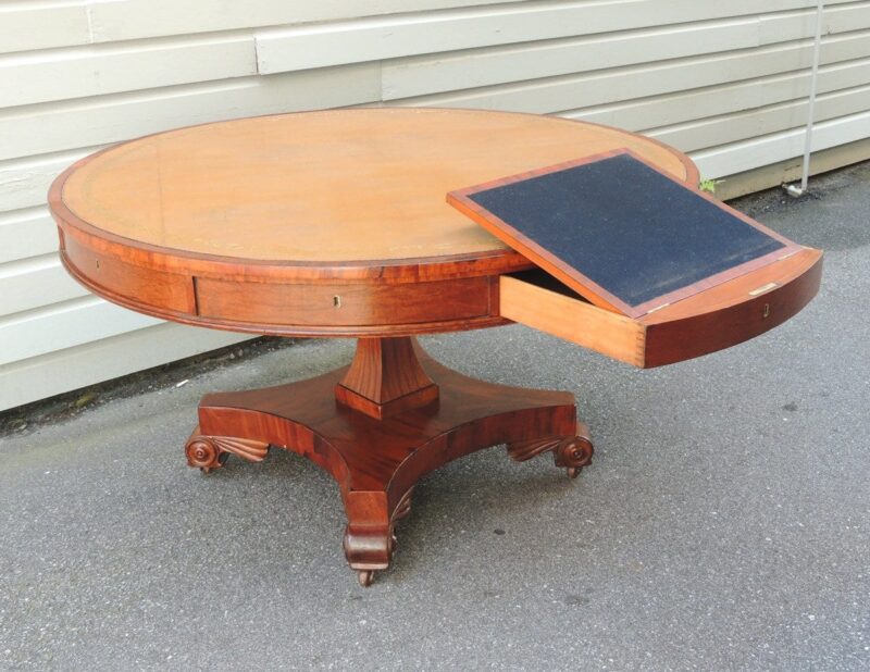 19th Century English Regency Library Table with Writing Slide