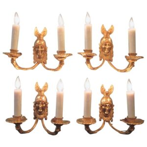 19th Century French Bronze Doré Athena with Owl Sconces 