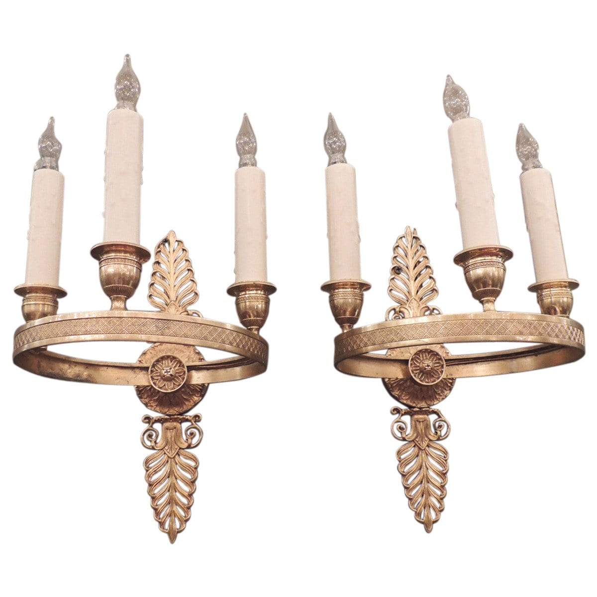 19th Century French Empire Bronze Doré Sconces