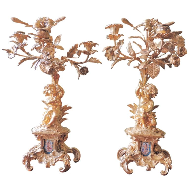 19th Century French Sèvres and Bronze Doré Candelabras