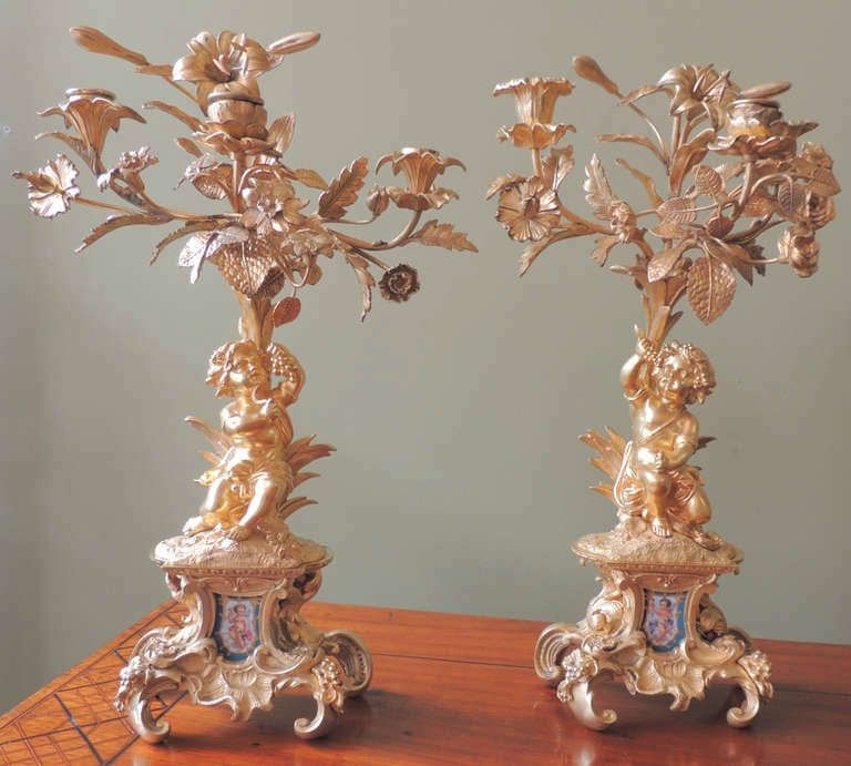 19th Century French Sèvres and Bronze Doré Candelabras