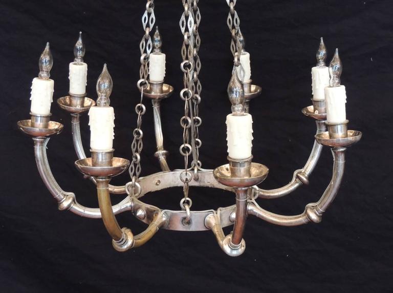 19th Century Neoclassical Silver Plated Bronze Two-Tiered Chandelier