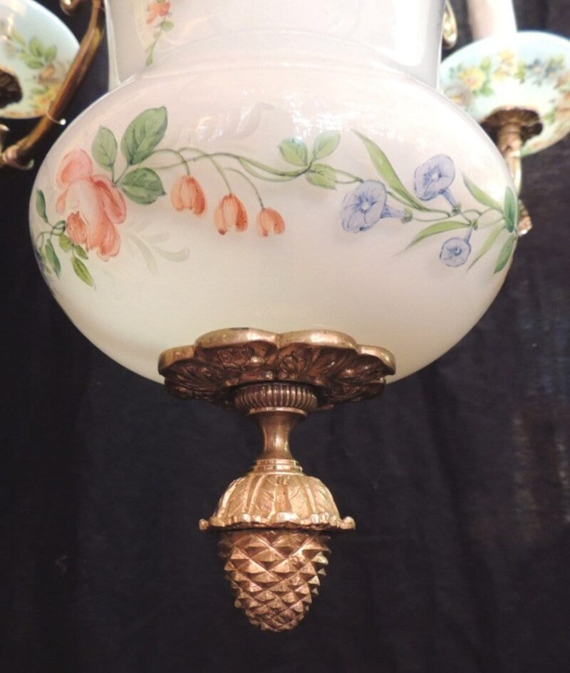 19th Century Russian Empire Opaline and Bronze Chandelier