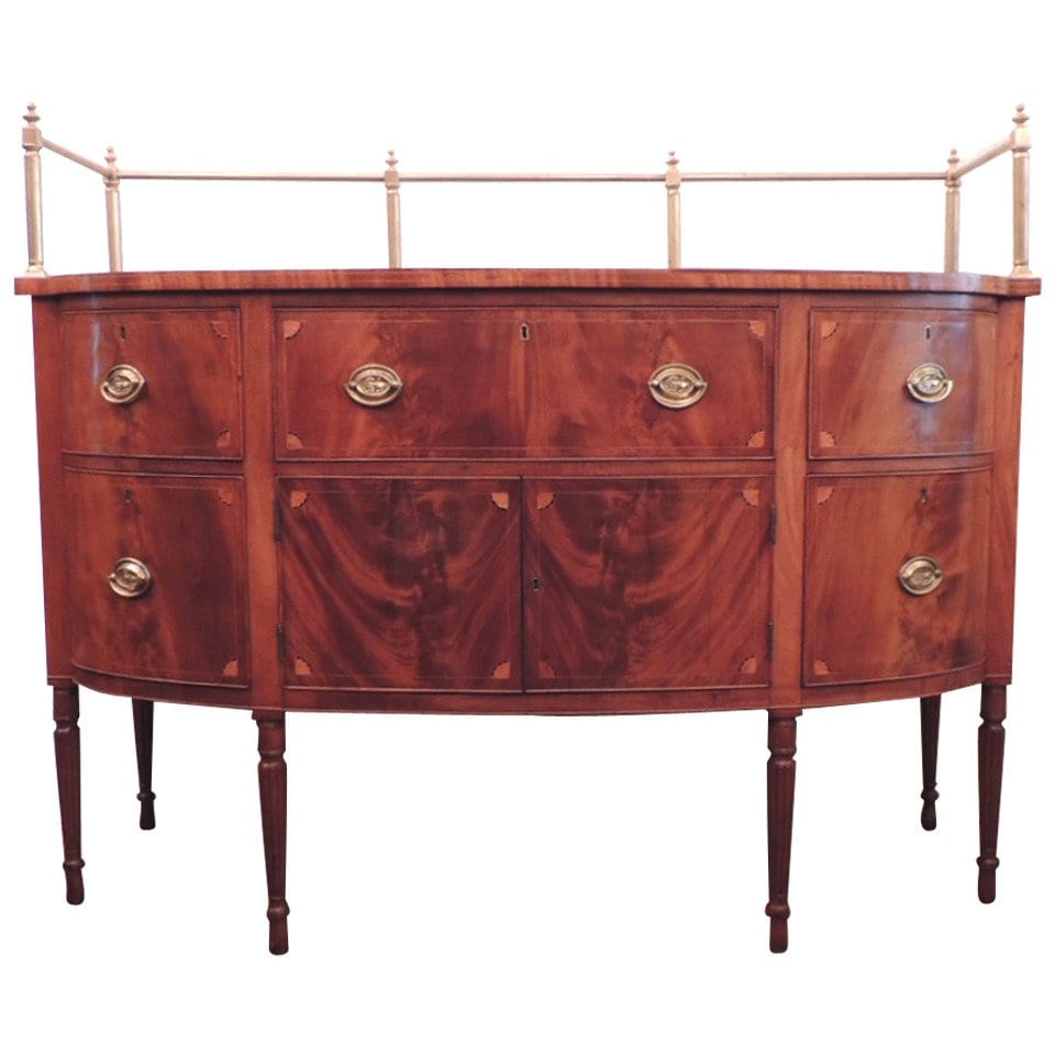 19th Century Virginia Sheraton Mahogany Sideboard with Gallery