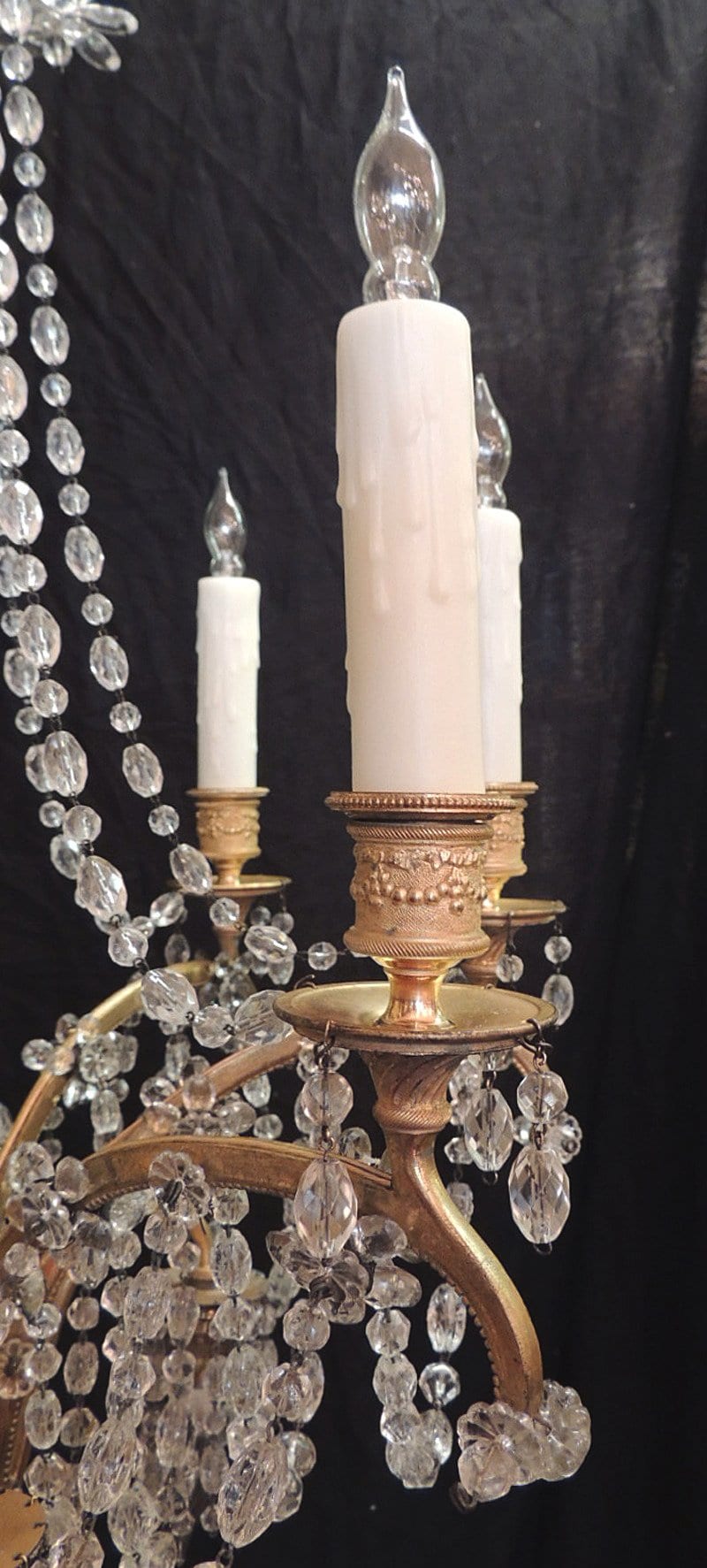 20th Century French Baccarat-Quality and Bronze Doré Chandelier