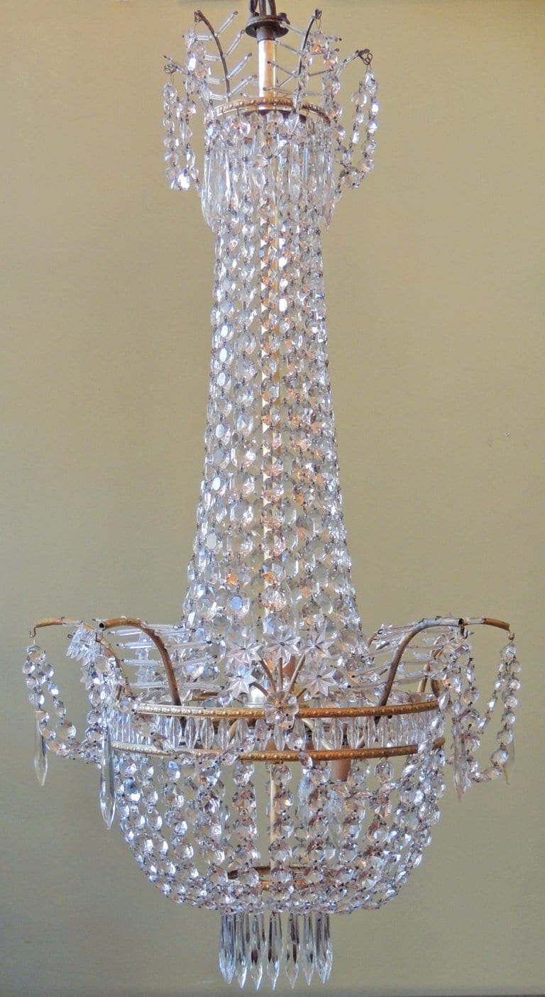 20th Century French Bronze and Crystal Chandelier