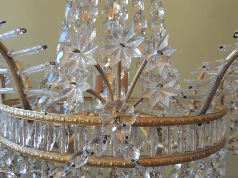 20th Century French Bronze and Crystal Chandelier
