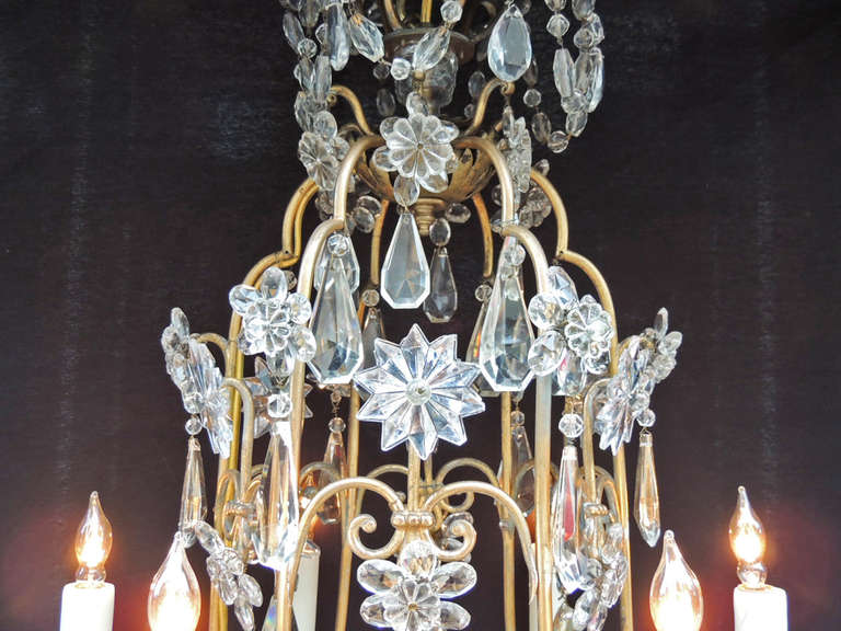 20th Century French Bronze Crystal Chandelier, attributed to Maison Bagues