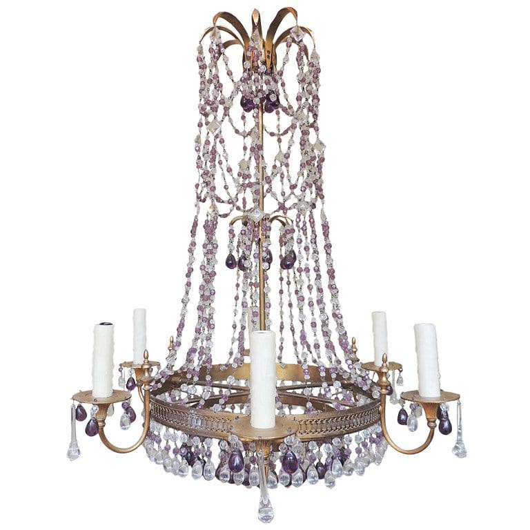 18th Century English Regency Crystal and Brass Chandelier