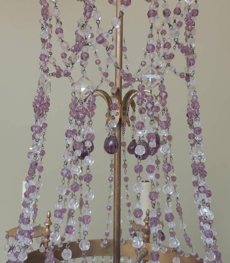20th Century Italian Brass and Crystal Chandelier