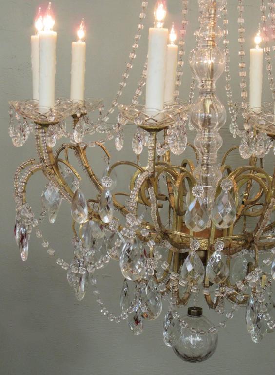 20th Century Italian Crystal and Brass Coronation Chandelier