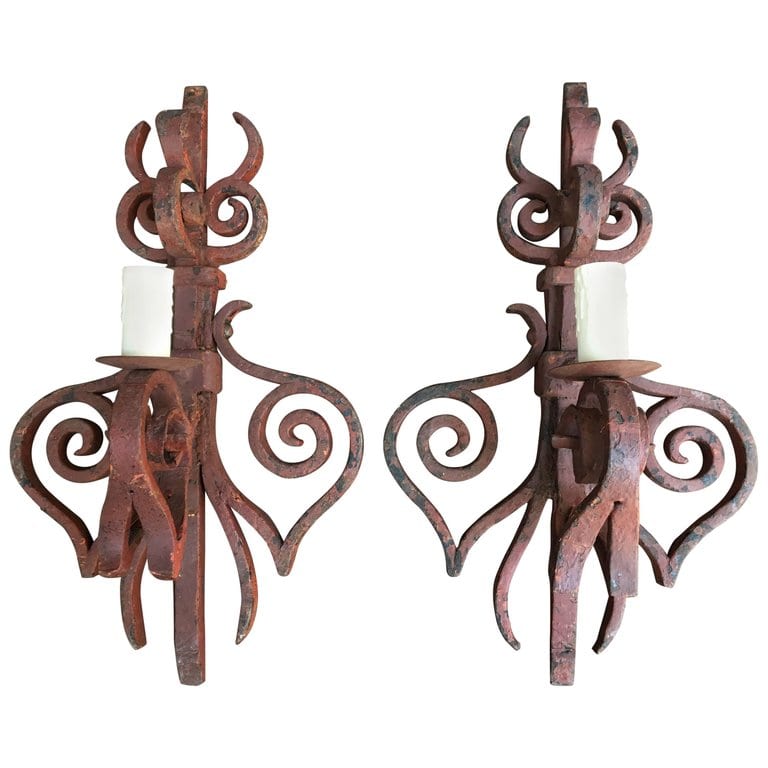 Early 19th Century French Hand Wrought Iron Sconces