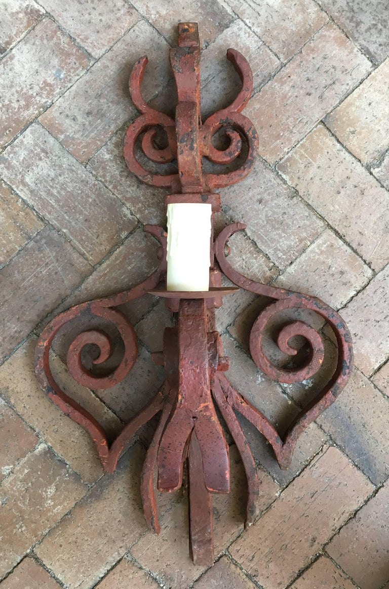 Early 19th Century French Hand Wrought Iron Sconces
