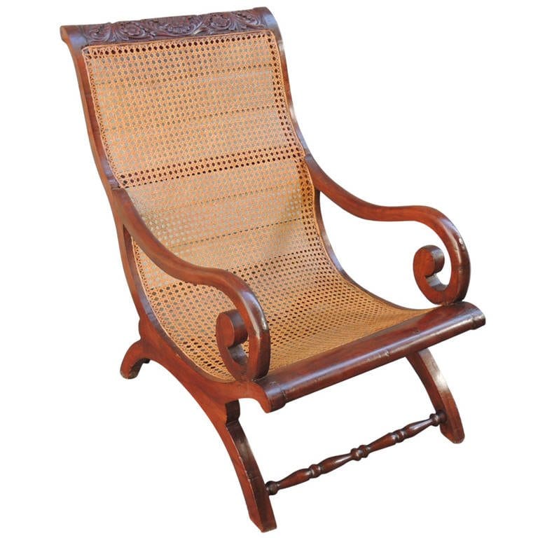 19th Century West Indies Regency Cane Campeche Chair