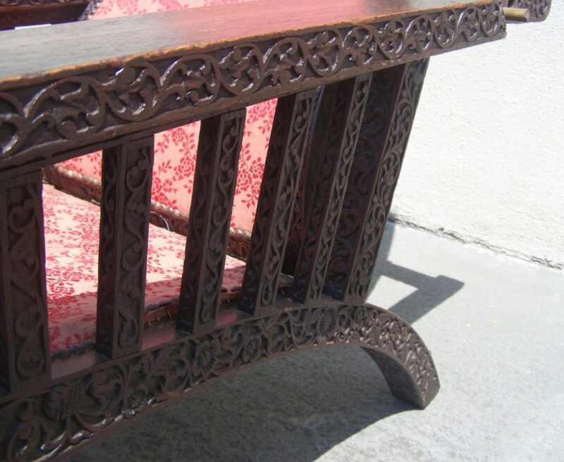 19th Century Anglo-Indian Carved and Caned Campeche Chair