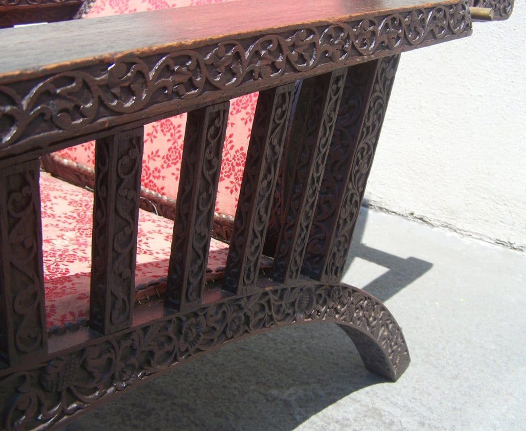 19th Century Anglo-Indian Carved and Caned Campeche Chair