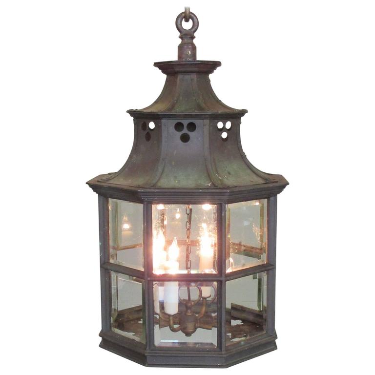 19th Century English Regency Bronze and Glass Lantern