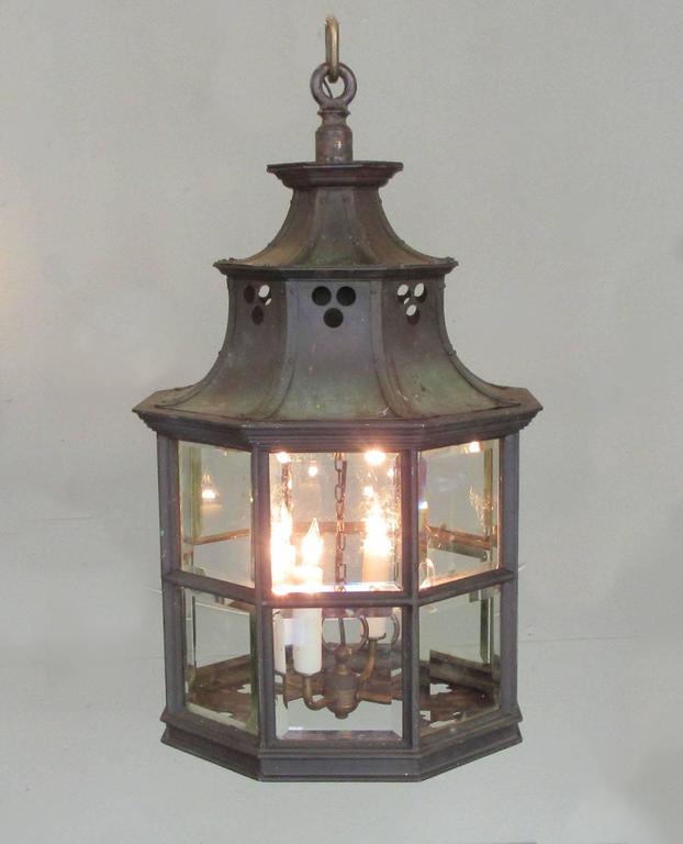 19th Century English Regency Bronze and Glass Lantern