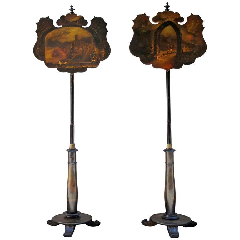 Pair of 19th Century English William IV Papier Mâché Firescreens