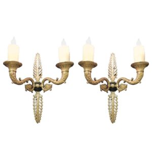 Pair of 19th Century French Bronze Empire Sconces 