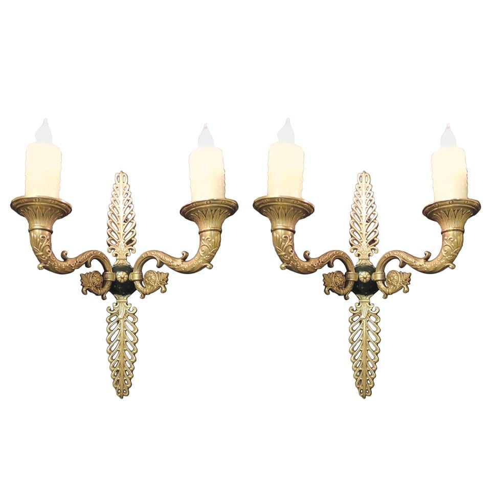 Pair of 19th Century French Bronze Empire Sconces