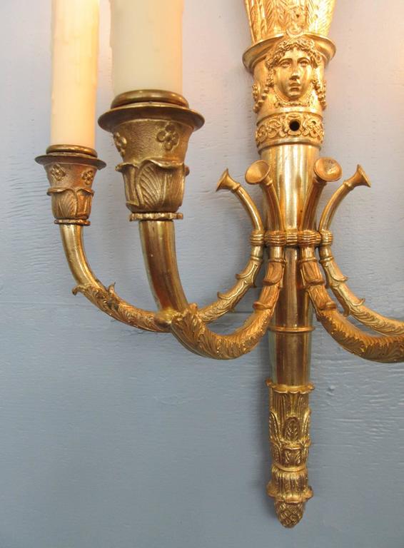 Pair of 19th Century French Empire Bronze Sconces