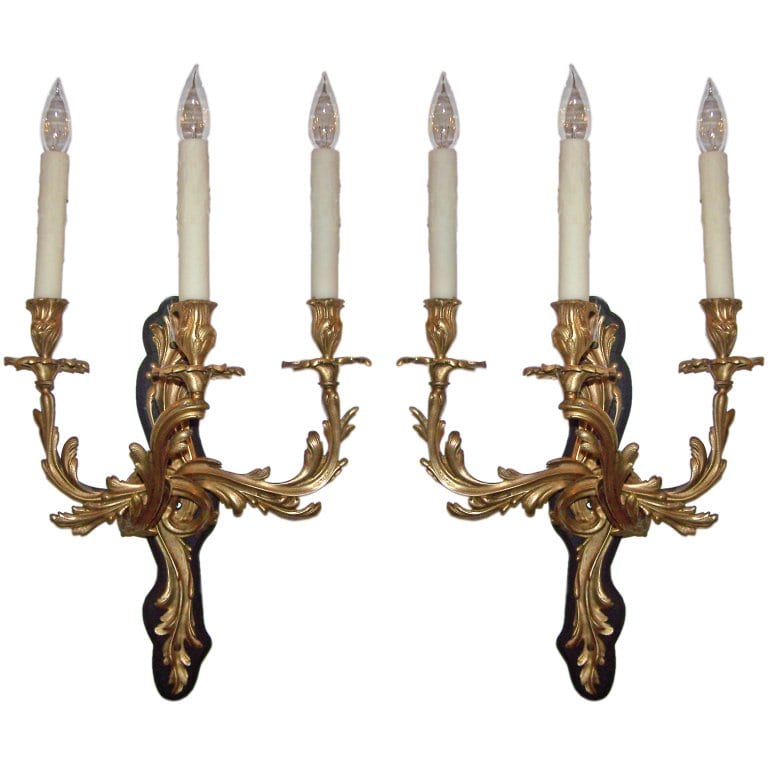 Pair of 20th Century French Bronze Sconces