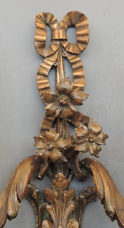 Pair of 20th Century Italian Carved Wood Sconces