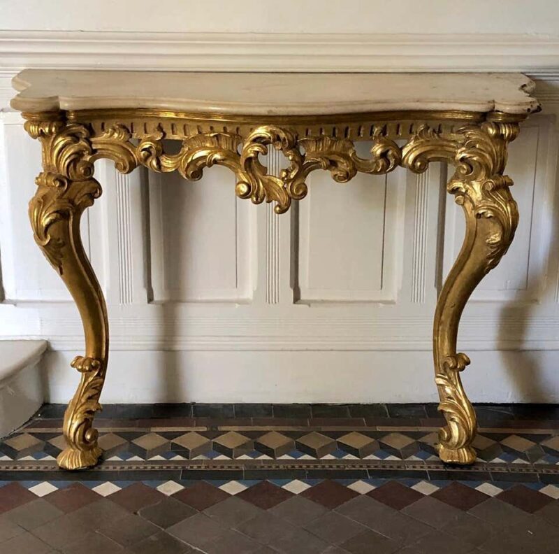 Irish Giltwood Georgian Marble Top Console, Stamped S. TRAHAN - Image 10