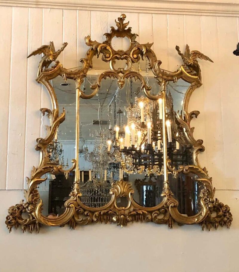 19th Century Chinese Chippendale Overmantel Mirror with HO HO Birds - Image 7