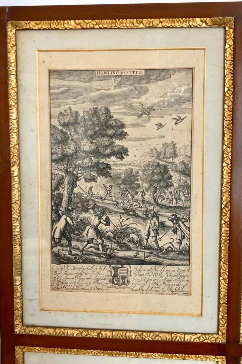 Set of 24 Engravings by Richard Blome Framed in Pair of Regency Screens - Image 8