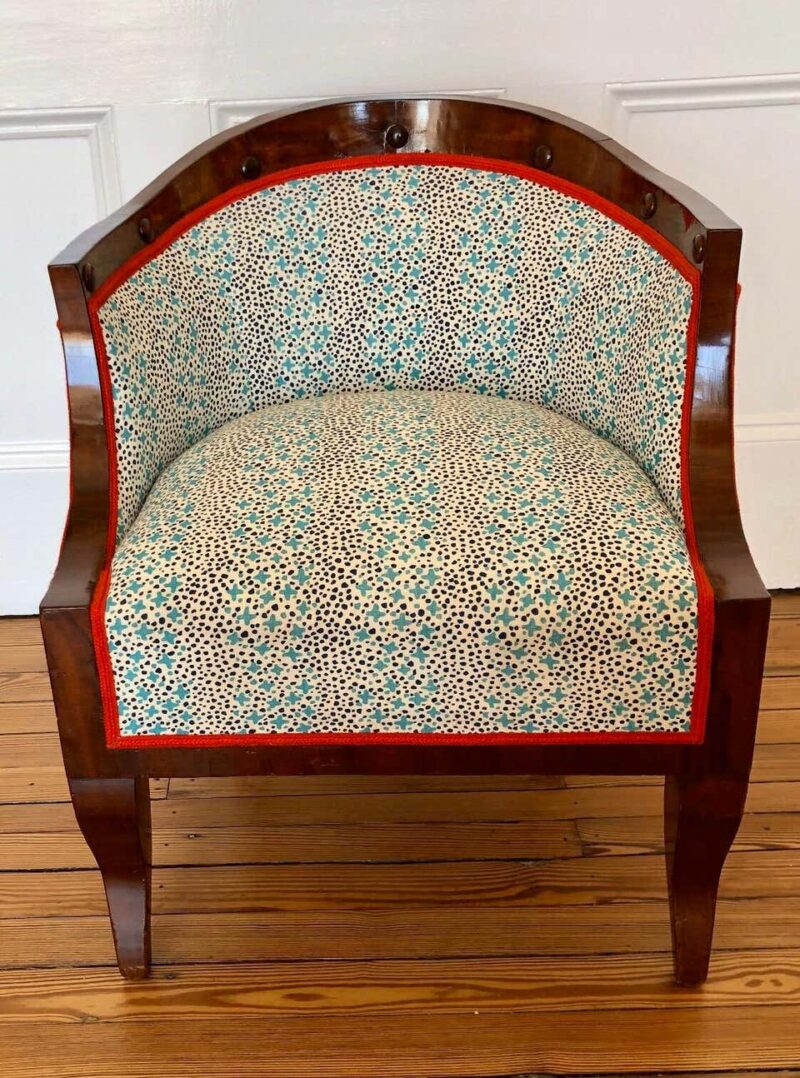 Mahogany German Biedermeier Tub Back Bergére - Image 2